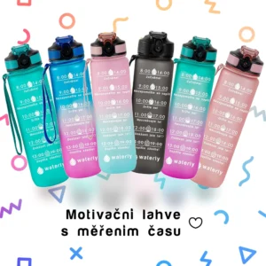Motivační láhev s brčkem v českém jazyce - Lahve Waterly